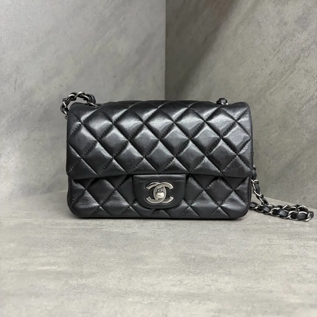 Chanel Classic Flap Mini · Black Leather · Silver HW