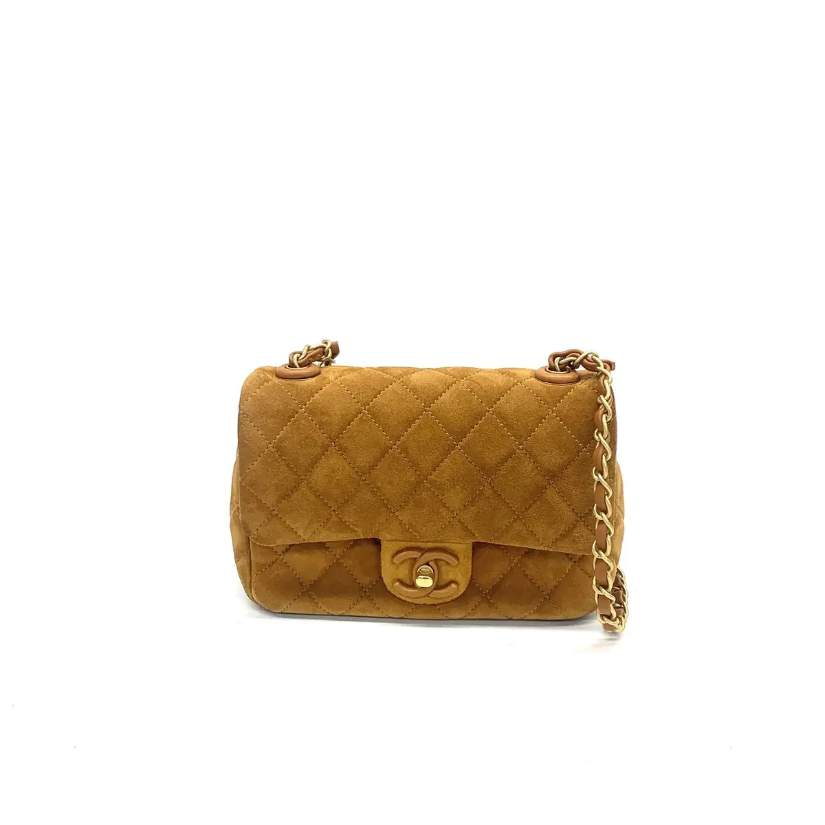 Chanel Classic Flap Mini · Brown Suede · Gold HW